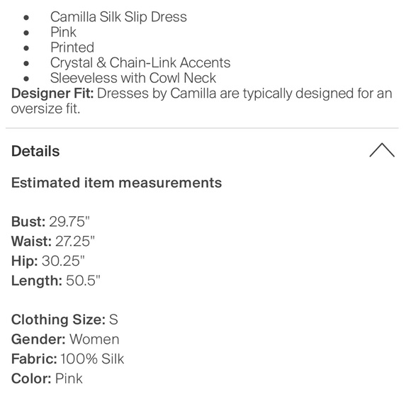 NWT RARE Camilla 'Mermaid Motel' cowl neck chain strap Long Silk Slip Dress S - Picture 11 of 11